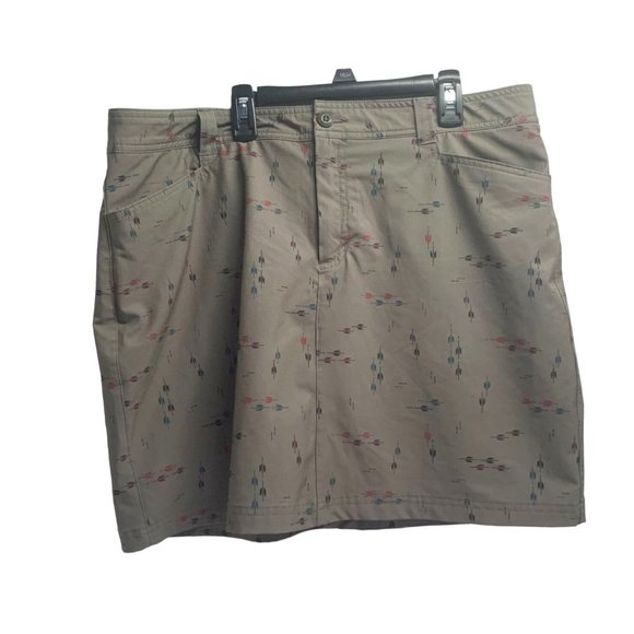 Eddie Bauer Womens Size 14 Skort Skirt Attached Shorts Olive Green With Multicol - Picture 1 of 4